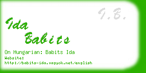 ida babits business card